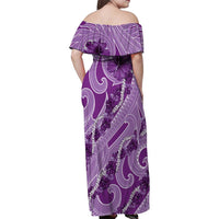 Hawaii Violet Hibiscus Pikake Lei Family Matching Off Shoulder Maxi Dress and Hawaiian Shirt - Polynesian Pride
