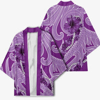 Hawaii Violet Hibiscus Pikake Lei Kimono - Polynesian Pride