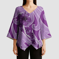 Hawaii Violet Hibiscus Pikake Lei Kimono Sleeve Blouse - Polynesian Pride