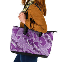 Hawaii Violet Hibiscus Pikake Lei Leather Tote Bag - Polynesian Pride