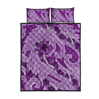 Hawaii Violet Hibiscus Pikake Lei Quilt Bed Set - Polynesian Pride