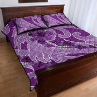 Hawaii Violet Hibiscus Pikake Lei Quilt Bed Set - Polynesian Pride