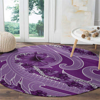 Hawaii Violet Hibiscus Pikake Lei Round Carpet - Polynesian Pride