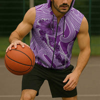 Hawaii Violet Hibiscus Pikake Lei Sleeveless Zip Hoodie - Polynesian Pride