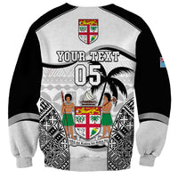 Custom Fiji Rugby Sweatshirt World Cup 2023 Fijian Tapa Pattern Black Version LT05 - Polynesian Pride