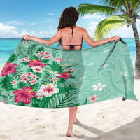 Hawaii Tropical Flowers Sarong Polynesian Tattoo Mint Green