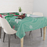 Hawaii Tropical Flowers Tablecloth Polynesian Tattoo Mint Green LT05 - Polynesian Pride