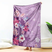 Hawaii Tropical Flowers Blanket Polynesian Tattoo Lavender