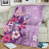 Hawaii Tropical Flowers Blanket Polynesian Tattoo Lavender