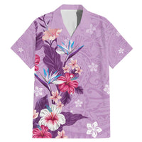 Hawaii Tropical Flowers Family Matching Mermaid Dress and Hawaiian Shirt Polynesian Tattoo Lavender