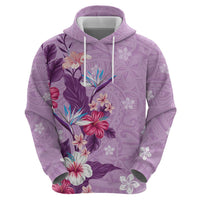 Hawaii Tropical Flowers Hoodie Polynesian Tattoo Lavender