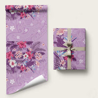 Hawaii Tropical Flowers Wrapping Paper Polynesian Tattoo Lavender - Polynesian Pride