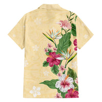 Hawaii Tropical Flowers Hawaiian Shirt Polynesian Tattoo Buttermilk