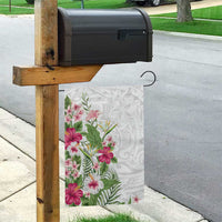 Hawaii Tropical Flowers Garden Flag Polynesian Tattoo White