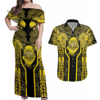 Niue The Rock Couples Matching Off Shoulder Maxi Dress and Hawaiian Shirt The Island Of The Uga - Polynesian Pride