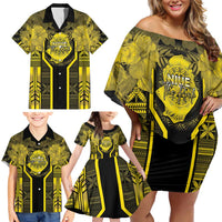 Niue The Rock Family Matching Off Shoulder Short Dress and Hawaiian Shirt The Island Of The Uga - Polynesian Pride