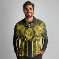 Niue The Rock Long Sleeve Polo Shirt The Island Of The Uga - Polynesian Pride