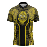 Niue The Rock Zipper Polo Shirt The Island Of The Uga LT05 Black - Polynesian Pride