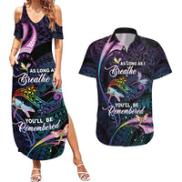 Personalised Polynesia Memorial Couples Matching Summer Maxi Dress and Hawaiian Shirt Always Remembered Dragonfly Polynesian Style