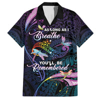 Personalised Polynesia Memorial Family Matching Off Shoulder Short Dress and Hawaiian Shirt Always Remembered Dragonfly Polynesian Style