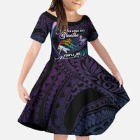 Personalised Polynesia Memorial Family Matching Tank Maxi Dress and Hawaiian Shirt Always Remembered Dragonfly Polynesian Style LT05 Daughter's Dress Colorful - Polynesian Pride