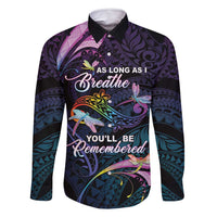 Personalised Polynesia Memorial Family Matching Tank Maxi Dress and Hawaiian Shirt Always Remembered Dragonfly Polynesian Style LT05 Dad's Shirt - Long Sleeve Colorful - Polynesian Pride