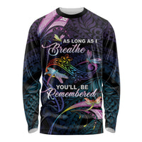 Personalised Polynesia Memorial Long Sleeve Shirt Always Remembered Dragonfly Polynesian Style LT05 Unisex Colorful - Polynesian Pride
