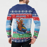 New Zealand Christmas Button Sweatshirt Funny Jet Ride Kiwi Xmas - Polynesian Pride