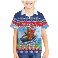 New Zealand Christmas Family Matching Mermaid Dress and Hawaiian Shirt Funny Jet Ride Kiwi Xmas - Polynesian Pride