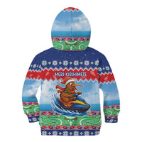 New Zealand Christmas Kid Hoodie Funny Jet Ride Kiwi Xmas - Polynesian Pride