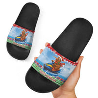 New Zealand Christmas Slide Sandals Funny Jet Ride Kiwi Xmas - Polynesian Pride