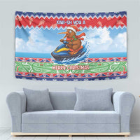 New Zealand Christmas Tapestry Funny Jet Ride Kiwi Xmas - Polynesian Pride