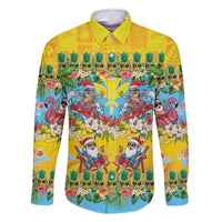 Hawaii Christmas Family Matching Off The Shoulder Long Sleeve Dress and Hawaiian Shirt Mele Kalikimaka Tropical Vibes LT05 Dad's Shirt - Long Sleeve Colorful - Polynesian Pride