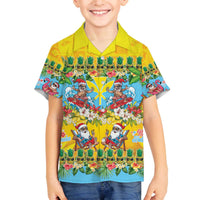Hawaii Christmas Family Matching Off The Shoulder Long Sleeve Dress and Hawaiian Shirt Mele Kalikimaka Tropical Vibes LT05 Son's Shirt Colorful - Polynesian Pride