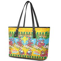 Hawaii Christmas Leather Tote Bag Mele Kalikimaka Tropical Vibes - Polynesian Pride