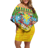 Hawaii Christmas Off Shoulder Short Dress Mele Kalikimaka Tropical Vibes - Polynesian Pride