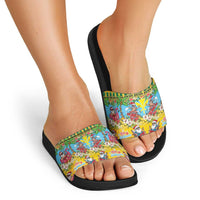 Hawaii Christmas Slide Sandals Mele Kalikimaka Tropical Vibes - Polynesian Pride