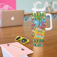 Hawaii Christmas Tumbler With Handle Mele Kalikimaka Tropical Vibes - Polynesian Pride