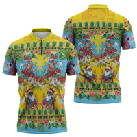 Hawaii Christmas Zipper Polo Shirt Mele Kalikimaka Tropical Vibes - Polynesian Pride