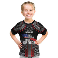 Personalised Samoa Black Saturday Kid T Shirt Samoan Warrior Tribal Pattern LT05 Black - Polynesian Pride