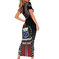 Personalised Samoa Black Saturday Short Sleeve Bodycon Dress Samoan Warrior Tribal Pattern