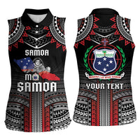 Personalised Samoa Black Saturday Women Sleeveless Polo Shirt Samoan Warrior Tribal Pattern