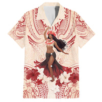 Tahiti Women's Day Family Matching Tank Maxi Dress and Hawaiian Shirt With Polynesian Pattern LT05 Dad's Shirt - Short Sleeve Beige - Polynesian Pride
