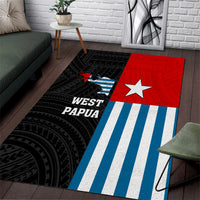 Personalised West Papua Area Rug Polynesian Pattern With Coat Of Arms