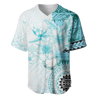 Samoa Siapo Pattern With Teal Hibiscus Baseball Jersey LT05 Teal - Polynesian Pride