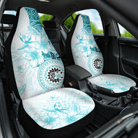 Samoa Siapo Pattern With Teal Hibiscus Car Seat Cover LT05 One Size Teal - Polynesian Pride