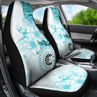 Samoa Siapo Pattern With Teal Hibiscus Car Seat Cover LT05 - Polynesian Pride