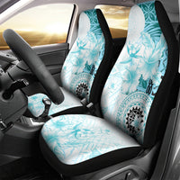 Samoa Siapo Pattern With Teal Hibiscus Car Seat Cover LT05 - Polynesian Pride