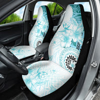 Samoa Siapo Pattern With Teal Hibiscus Car Seat Cover LT05 - Polynesian Pride