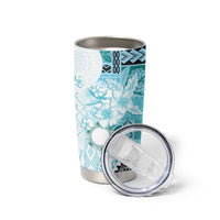 Samoa Siapo Pattern With Teal Hibiscus Tumbler Cup